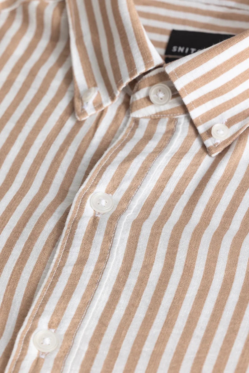 SNITCH Stripehaven Beige Striped Shirt - Image 2